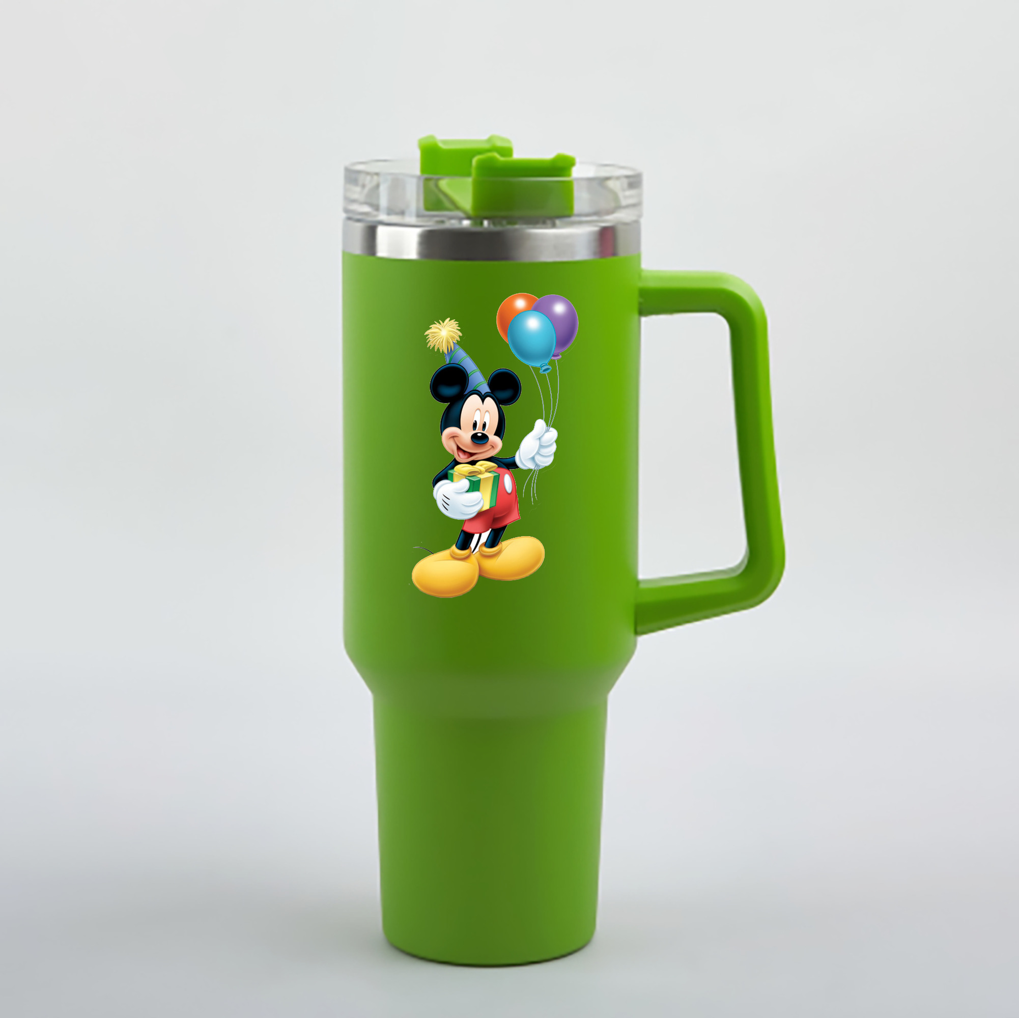（画像用） ミッキーマウス Mickey Mouse 1200mL車用タンブラー - クリスタルステッカー（プラスチックストロー付き）